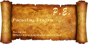 Pacsolay Etelka névjegykártya